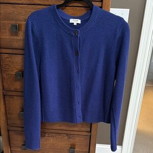 Madewell Blue Cardigan Cashmere Sweater